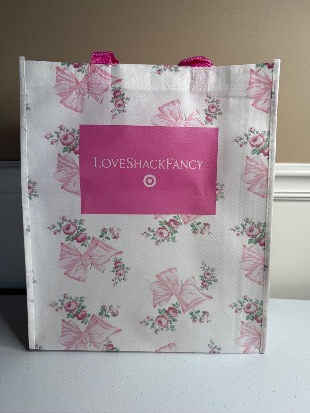 New LoveShackFancy x Target Pink Floral Reusable Tote Bag